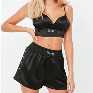Black bralette with shorts set